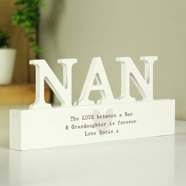 Rackhams Personalised Free Text Heart Wooden Nan Ornament - image 1