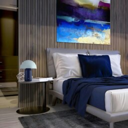 Rackhams Modern Rechargeable Mushroom Table Lamp in Midnight and Nova Blue - Touch Dimmer - thumbnail 6