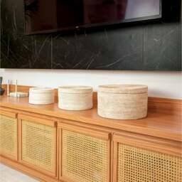 Rackhams Round Rattan Storage Basket - Wicker baskets S, M and L in 4 colours - Dark Brown - 20cm - thumbnail 2