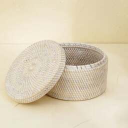 Rackhams Round Rattan Storage Basket - Wicker baskets S, M and L in 4 colours - Dark Brown - 20cm - thumbnail 5