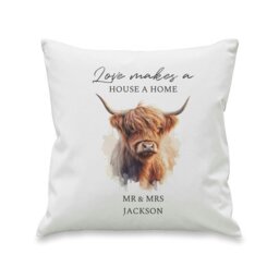 Rackhams Personalised Highland Cow Cushion - thumbnail 1