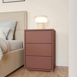 Rackhams Alice Springs Bedside Cabinet with 3 Drawers Push-to-Open in Terracotta - W 49.8 X  H 68.7 X  D 41.5cm - Manufactured wood - 1
