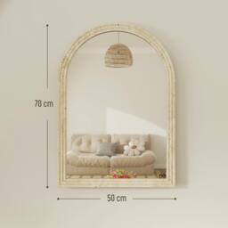 Rackhams Arched Wall Mirror with Modern Tempered Glass & Polystyrene Beige - 50 x 2 x 70 cm - Modern - Grooved stone-effect - thumbnail 3