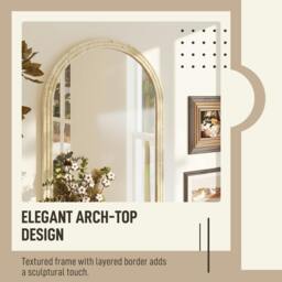 Rackhams Arched Wall Mirror with Modern Tempered Glass & Polystyrene Beige - 50 x 2 x 70 cm - Modern - Grooved stone-effect - thumbnail 4