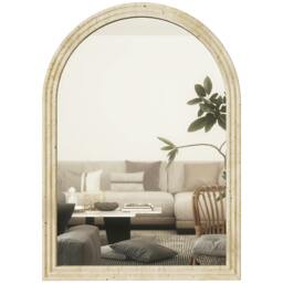 Rackhams Arched Wall Mirror with Modern Tempered Glass & Polystyrene Beige - 50 x 2 x 70 cm - Modern - Grooved stone-effect - thumbnail 2