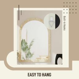 Rackhams Arched Wall Mirror with Modern Tempered Glass & Polystyrene Beige - 50 x 2 x 70 cm - Modern - Grooved stone-effect - thumbnail 5