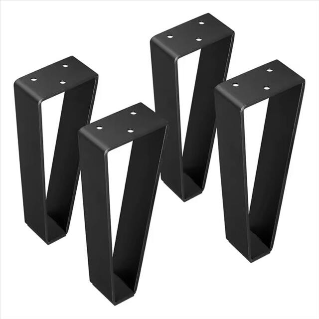 Rackhams 4PCS Heavy Duty Steel Table Legs Furniture Support Feet for Cabinet TV Stand - steel - black - 1 - image 1