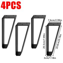 Rackhams 4PCS Heavy Duty Steel Table Legs Furniture Support Feet for Cabinet TV Stand - steel - black - 1 - thumbnail 2