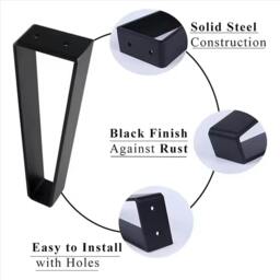 Rackhams 4PCS Heavy Duty Steel Table Legs Furniture Support Feet for Cabinet TV Stand - steel - black - 1 - thumbnail 3