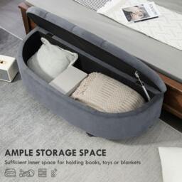 Rackhams Velvet-Feel Half Circle Storage Ottoman - Dark Grey - thumbnail 4