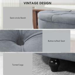 Rackhams Velvet-Feel Half Circle Storage Ottoman - Dark Grey - thumbnail 6