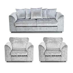 Rackhams Crystal Crushed Velvet 3 Seater and 2 Armchairs Scatter Back - Black - thumbnail 2