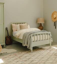 Rackhams Cromwell Wooden Bed Frame with Bobbin Design Headboard and Foot End - Pale Olive - King 5ft - thumbnail 2