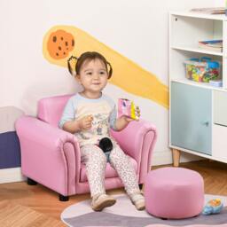 Rackhams Kids Sofa Chair Set Armchair Seating Seat Bedroom Playroom Stool Pink