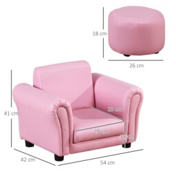 Rackhams Kids Sofa Chair Set Armchair Seating Seat Bedroom Playroom Stool Pink - thumbnail 3