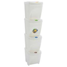 Rackhams Stackable Garbage Bin Boxes 4 pcs White 100 L Polypropylene - thumbnail 1