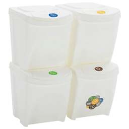 Rackhams Stackable Garbage Bin Boxes 4 pcs White 100 L Polypropylene - thumbnail 2