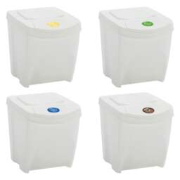 Rackhams Stackable Garbage Bin Boxes 4 pcs White 100 L Polypropylene - thumbnail 3