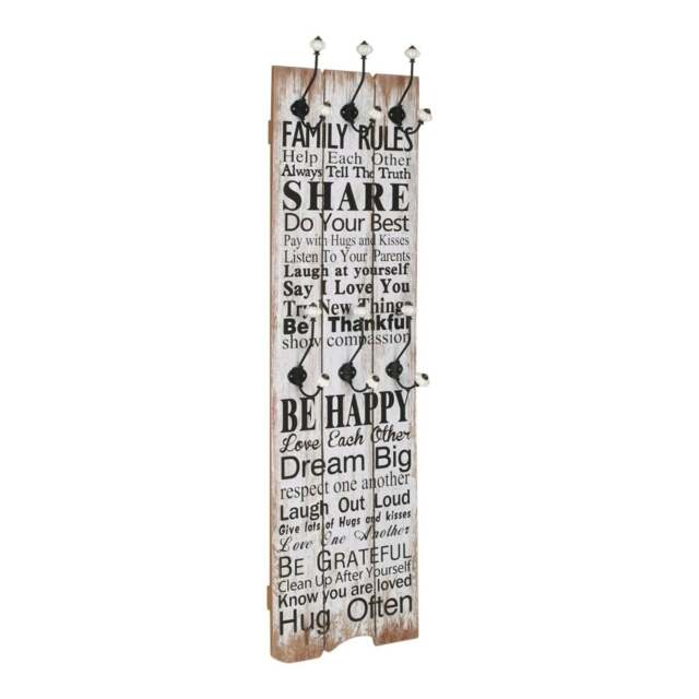 Rackhams Wall-mounted Coat Rack with 6 Hooks 120x40 cm FAMILY RULES