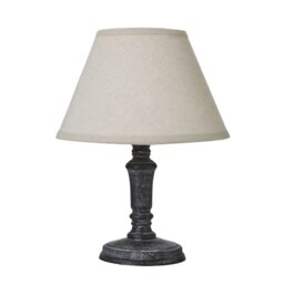 Rackhams Palmyra Column Linen Table Lamp (UK Plug) - Grey - One Size - Grey - 100% Mixed - thumbnail 3