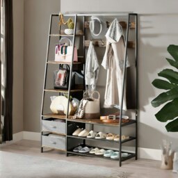 Rackhams Industrial Coat Rack Stand With 2 Fabric Drawers & 9 Hooks - thumbnail 5