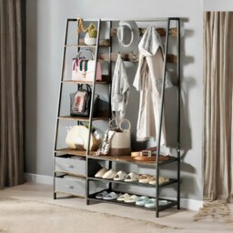 Rackhams Industrial Coat Rack Stand With 2 Fabric Drawers & 9 Hooks - thumbnail 6
