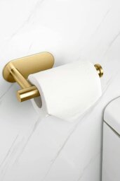 Rackhams Stainless Steel Self-Adhesive Non-Perforated Bathroom Paper Towel Holder - Gold