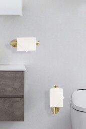 Rackhams Stainless Steel Self-Adhesive Non-Perforated Bathroom Paper Towel Holder - Gold - thumbnail 3
