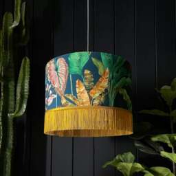 "Rackhams Magic Fruits Lampshade With Gold Lining and Antique Gold Fringing - Ceiling Pendant / Arc Lamp - 30cm Diameter x 25cm Height (12"" x 10"")" - thumbnail 5