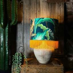 "Rackhams Magic Fruits Lampshade With Gold Lining and Antique Gold Fringing - Ceiling Pendant / Arc Lamp - 30cm Diameter x 25cm Height (12"" x 10"")" - thumbnail 3