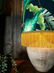 "Rackhams Magic Fruits Lampshade With Gold Lining and Antique Gold Fringing - Ceiling Pendant / Arc Lamp - 30cm Diameter x 25cm Height (12"" x 10"")" - thumbnail 4