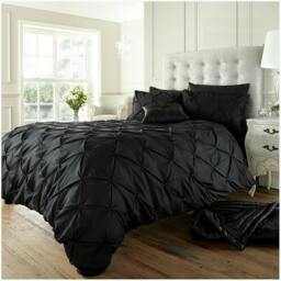 Rackhams Alford Duvet Cover and Pillowcase Set - Black - Double (200cm x 200cm) - thumbnail 1