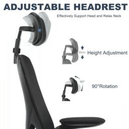 Rackhams Ergonomic Mesh Office Chair 360°Swivel Lift Adjustable Height Computer Desk Chair - Black - plastic+latex+metal - thumbnail 4