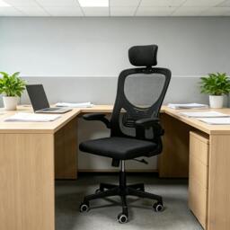 Rackhams Ergonomic Mesh Office Chair 360°Swivel Lift Adjustable Height Computer Desk Chair - Black - plastic+latex+metal - thumbnail 2