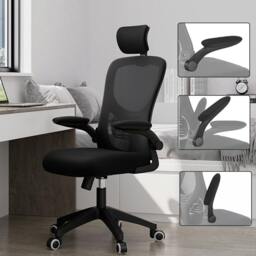 Rackhams Ergonomic Mesh Office Chair 360°Swivel Lift Adjustable Height Computer Desk Chair - Black - plastic+latex+metal - thumbnail 5
