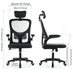 Rackhams Ergonomic Mesh Office Chair 360°Swivel Lift Adjustable Height Computer Desk Chair - Black - plastic+latex+metal - thumbnail 3