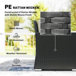 Rackhams 7 Pieces Rattan Garden Furniture Set w/ 50,000 BTU Fire Pit Table - Rattan sofa set - 7 pieces - Galvanized steel, PE rattan, polyester, tempered glass - thumbnail 4