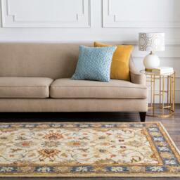 Rackhams Caesar-Hand Tufted Blue Brown Wool Traditional Rug - 122 x183 cm