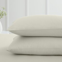 Rackhams 200 Thread Count Cotton Percale Standard Pillowcase Pair - Natural - 50x75cm (x2) - thumbnail 2