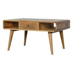 Rackhams Curved Oak-ish Coffee Table - thumbnail 1