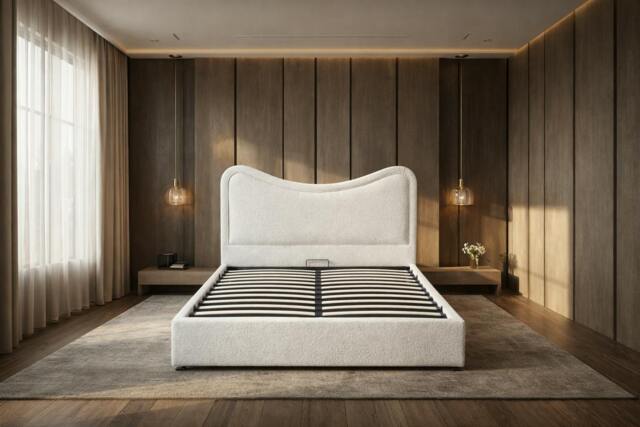 Rackhams Luxury Curved Ottoman Storage Bed Frame with Gas Lift - King - image 1