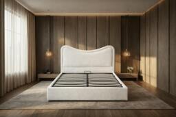 Rackhams Luxury Curved Ottoman Storage Bed Frame with Gas Lift - King - thumbnail 1