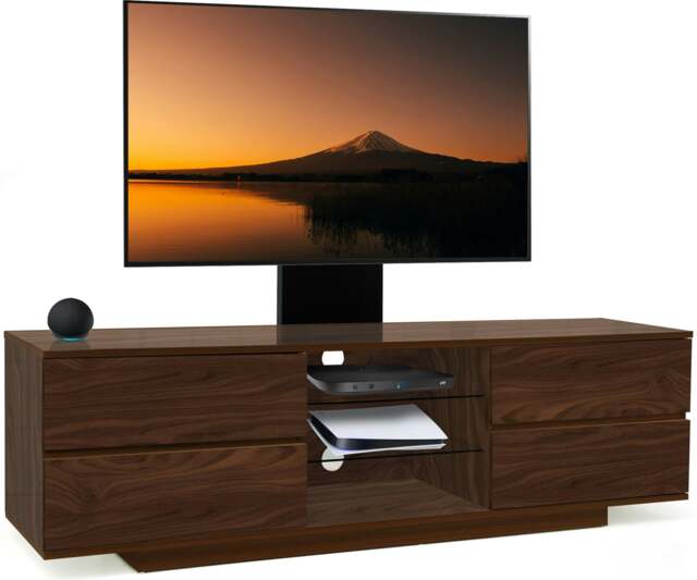 "Rackhams Avitus Walnut with 4-Walnut Drawers and 3-Shelves up to 65"" LED, LCD, Plasma TV Stand with Mounting Arm" - image 1