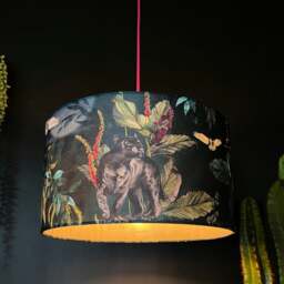 "Rackhams Handmade Velvet Lampshade in Twilight - Ceiling Pendant / Arc Lamp - 40cm diameter x 25cm Height (16"" x 10"")" - thumbnail 2