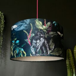 "Rackhams Handmade Velvet Lampshade in Twilight - Ceiling Pendant / Arc Lamp - 40cm diameter x 25cm Height (16"" x 10"")" - thumbnail 1