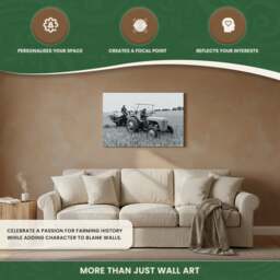 Rackhams Ferguson TE20 Tractor and Binder Canvas Picture Print, Circa 1947 Black and White, 60 x 40 cm, Stretched Canvas on Wooden Frame - thumbnail 3