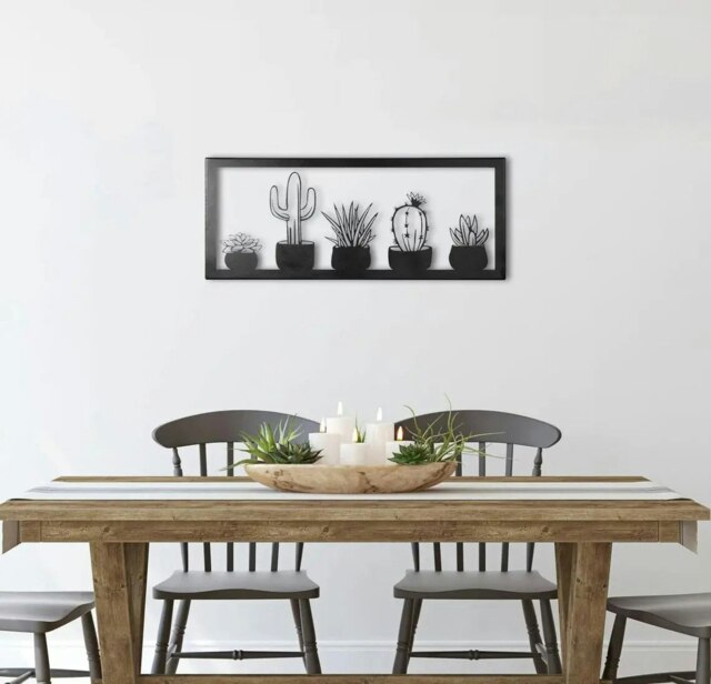 Rackhams Cacti In Frame Metal Wall Art - Modern Indoor & Outdoor Cactus Décor