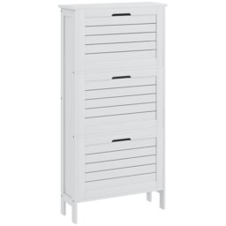 Rackhams Narrow Shoe Storage Cabinet with 3 Flip Drawers, White - White - Painted - MDF - thumbnail 2