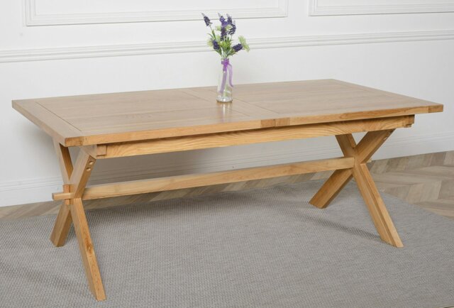 Rackhams Vermont 200 - 240cm Cross Leg Large Oak Extending Dining Table - Brown - Matte Laquer - 1 - image 1