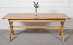 Rackhams Vermont 200 - 240cm Cross Leg Large Oak Extending Dining Table - Brown - Matte Laquer - 1 - thumbnail 3